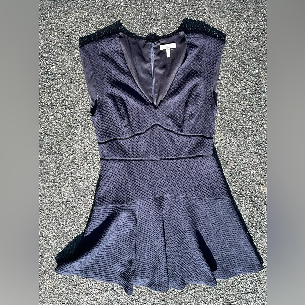 Rebecca Taylor Navy Blue V-neck Cap Sleeve A-line Dress Sleeveless Dress Size 8